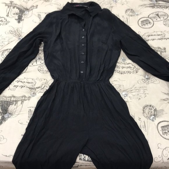 Fraiche By J Long Sleeve Button Front Jumpsuit - Picture 4 of 9